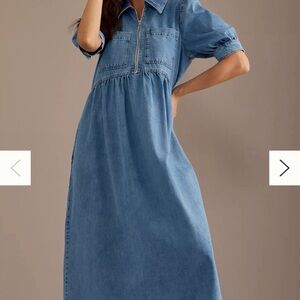 Anthropologie Blue Denim Midi Dress